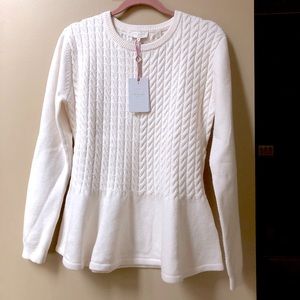 Ted Baker Cream Cable Knit Peplum Sweater Size 5